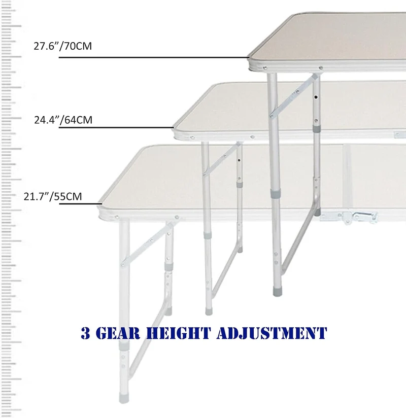 Klapptisch, 122 cm, für PC, Laptop, Büro, Arbeitszimmer, Outdoor, Picknick, Camping, Esstisch, Gamin