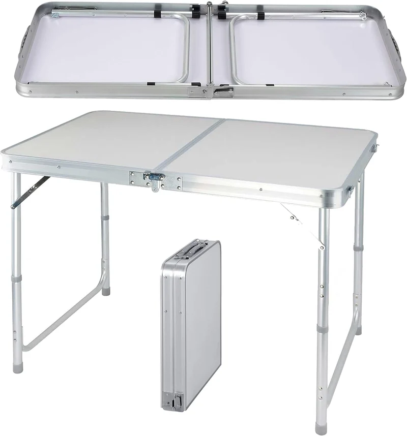 Klapptisch, 122 cm, für PC, Laptop, Büro, Arbeitszimmer, Outdoor, Picknick, Camping, Esstisch, Gamin