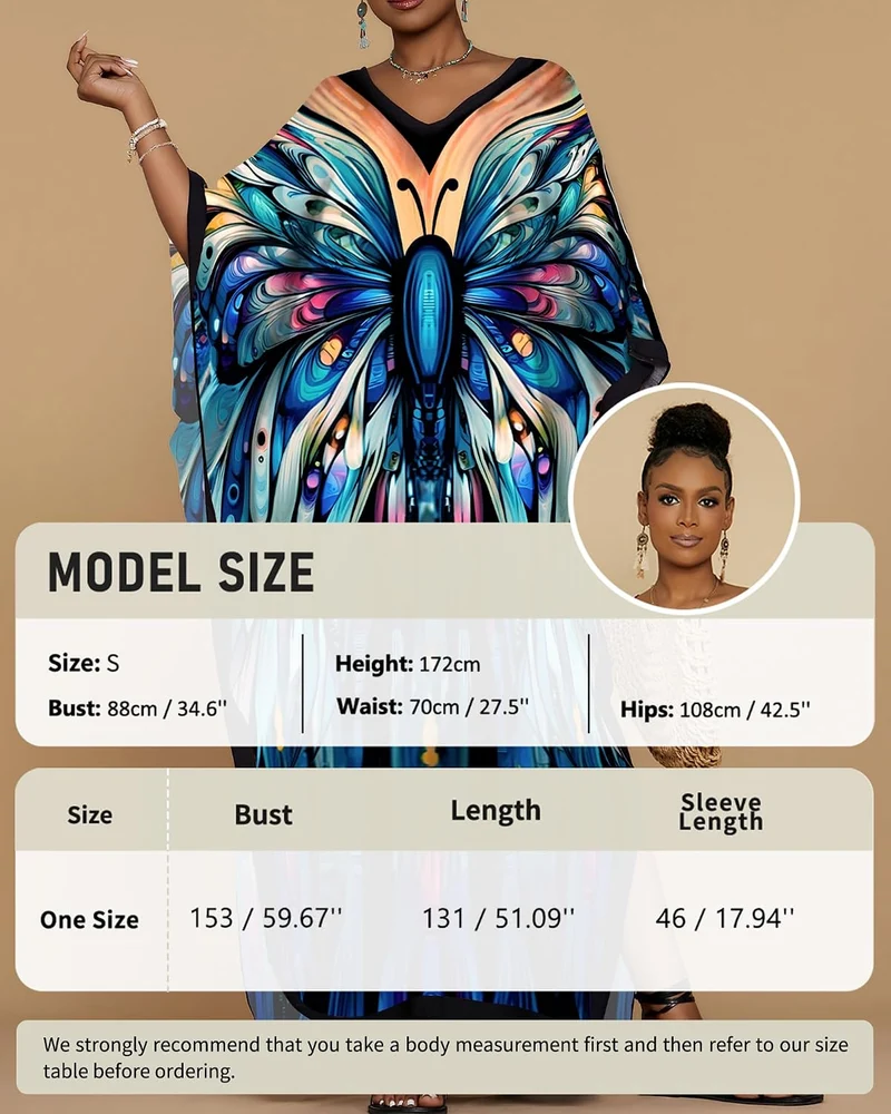 Bsubseach Damen Casual Beach Kaftan Kleid Kurzarm Loungewear Caftan Strandkleid Blau 1, Blau 1
