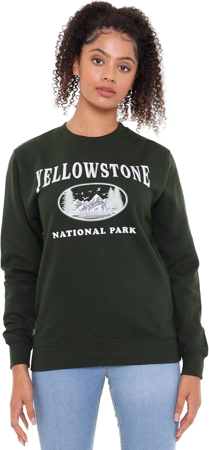 Cotton Soul National Parks Yellowstone Damen Crew Sweatshirt, Waldgrün XL Waldgrün, XL Waldgrün