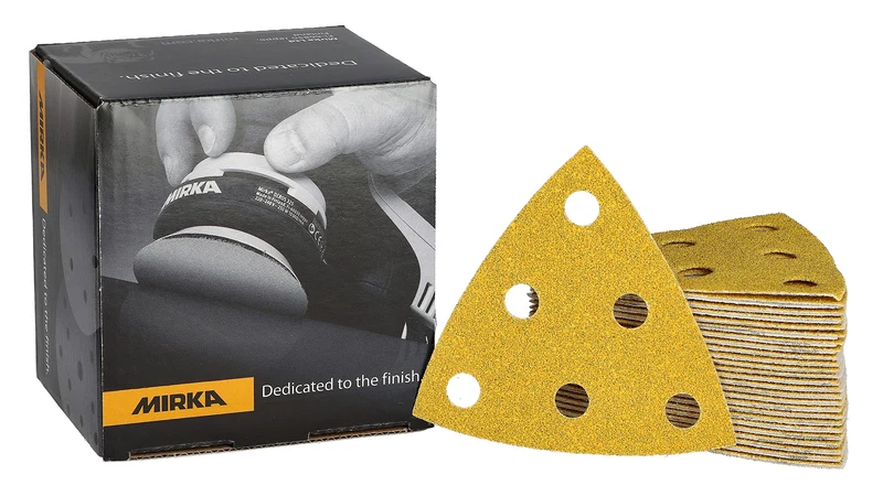 Mirka Gold Schleifdreieck Universal-Schleifpapier 93x93x93mm / 6-Loch/Korn P60, 50 Stk/Zum Schleifen
