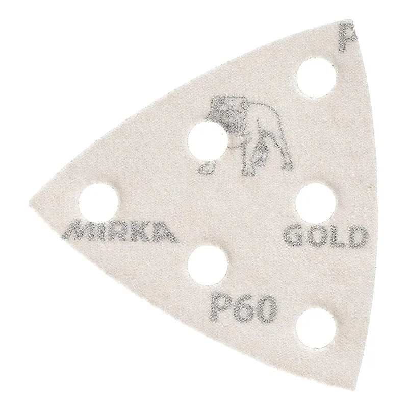 Mirka Gold Schleifdreieck Universal-Schleifpapier 93x93x93mm / 6-Loch/Korn P60, 50 Stk/Zum Schleifen