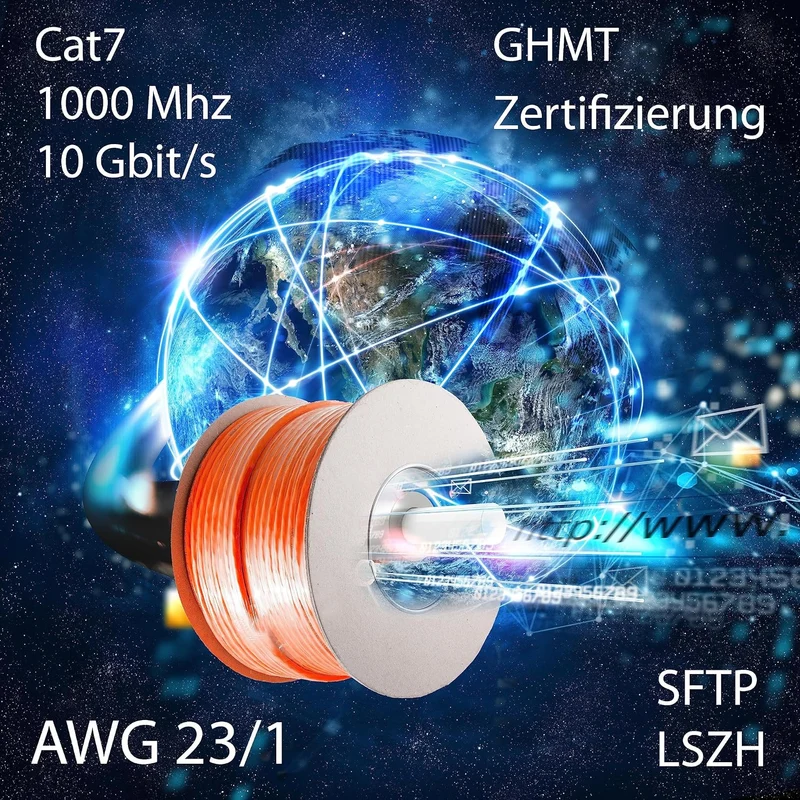 1aTTack.de CAT 7 Verlegekabel GHMT Netzwerkkabel CAT.7 LAN Halogenfrei Installationskabel CAT7 Kabel