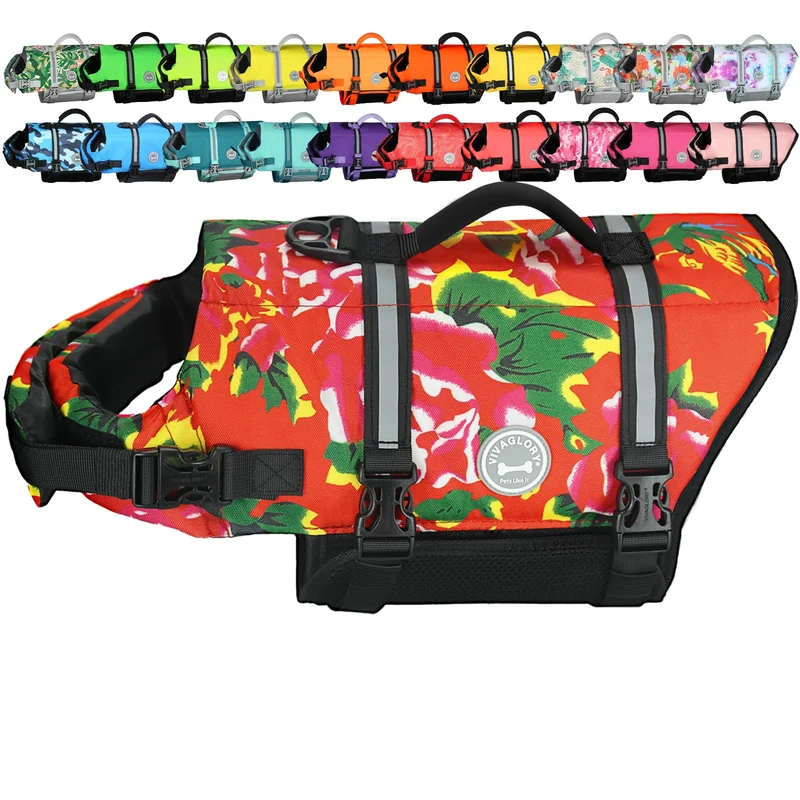 VIVAGLORY Rip Stop Schwimmweste Hund, Hundeschwimmweste, Schwimmhilfe & Auftrieb, Rettungsweste Hund