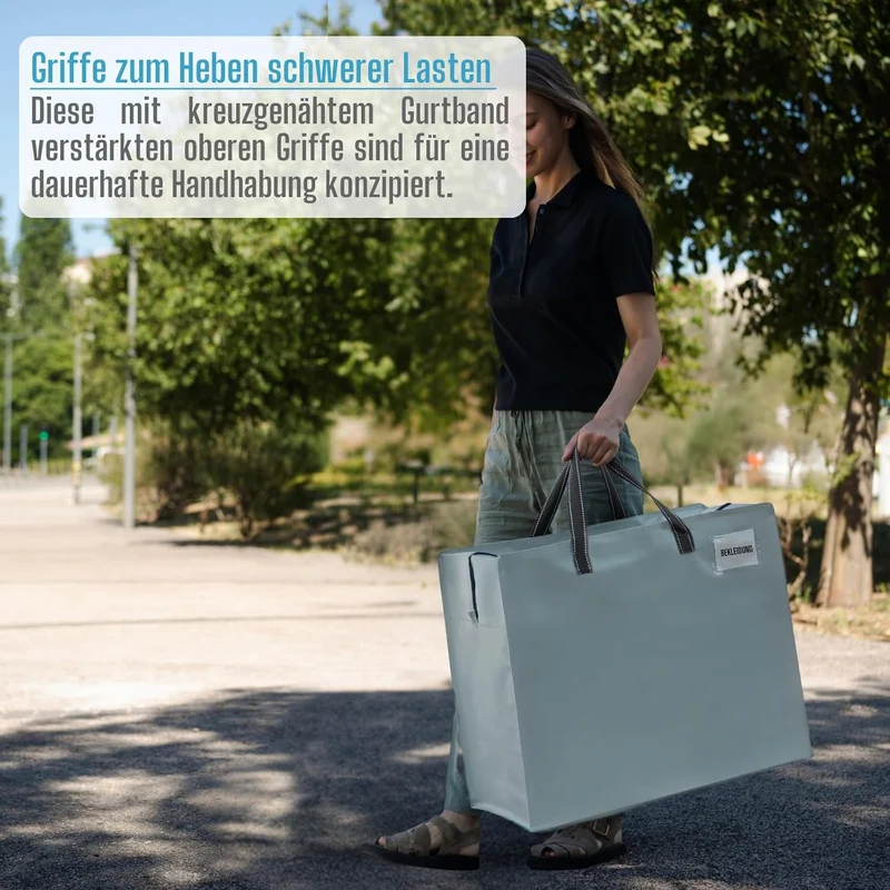 VENO 84 Liter Extra Gross Aufbewahrungstasche mit starke Griffe und Reissverschlüssen für Umzug, Auf