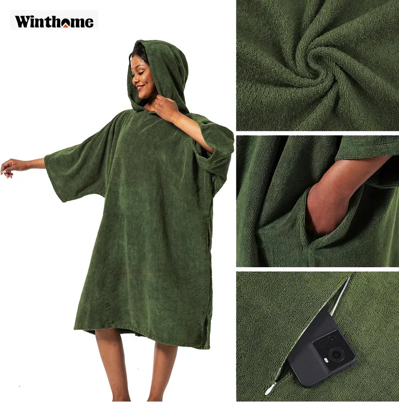 Winthome Poncho Schnelles Trocknen, Badeponcho Strand Umziehhilfe, Surf Poncho Leichtgewicht mit Tas