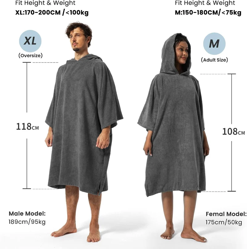 Winthome Poncho Schnelles Trocknen, Badeponcho Strand Umziehhilfe, Surf Poncho Leichtgewicht mit Tas