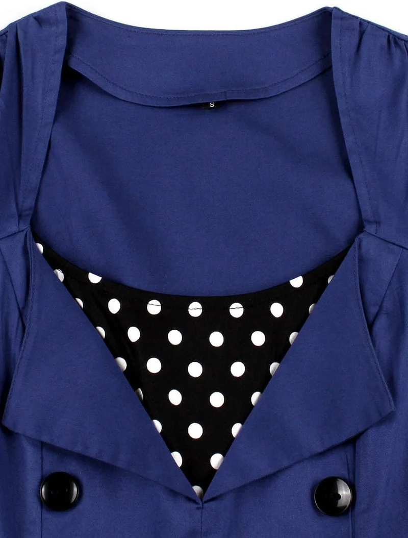 Axoe Damen 50er Jahre Kleider mit Gepunkte Rockabilly XL Navy, XL Navy