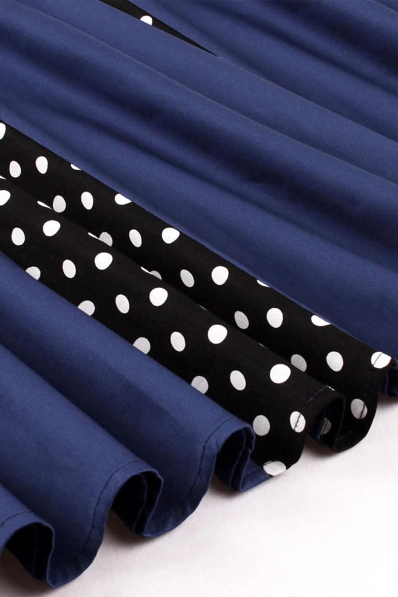 Axoe Damen 50er Jahre Kleider mit Gepunkte Rockabilly XL Navy, XL Navy