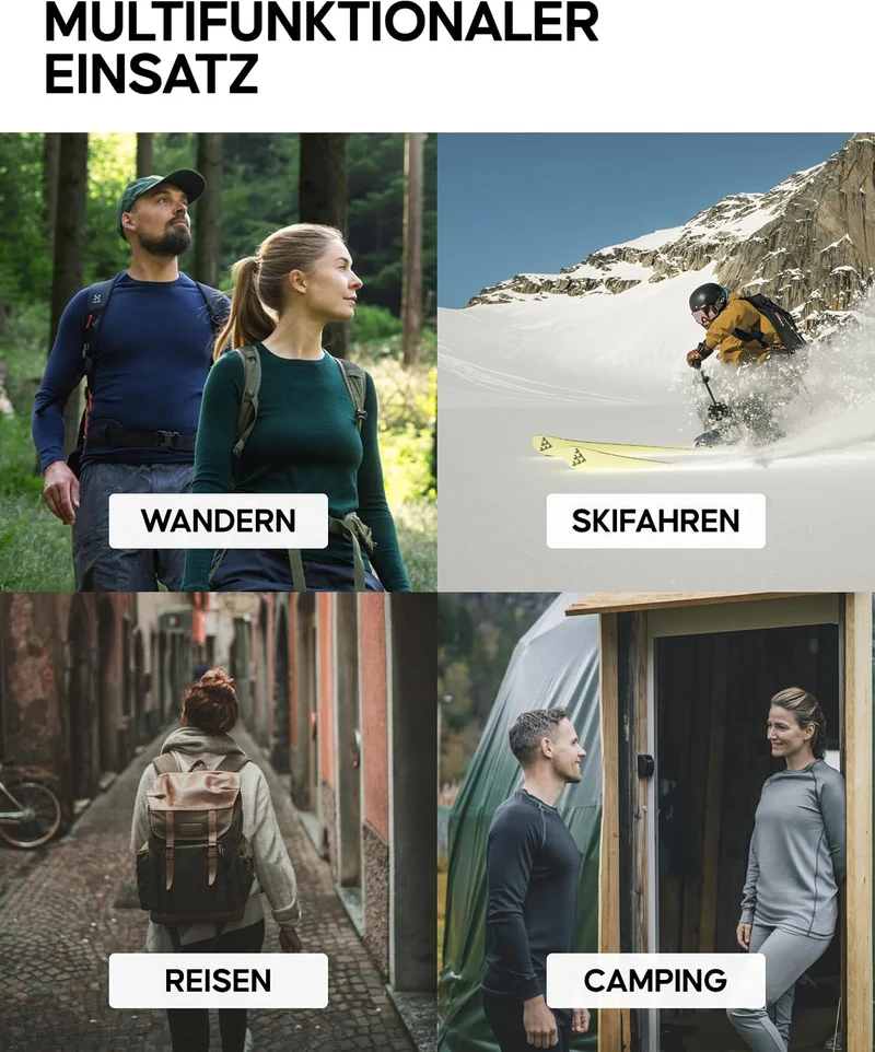 DANISH ENDURANCE Unisex Thermounterwäsche, Funktionsunterwäsche Set, 100% Recycelte Materialien, Ski