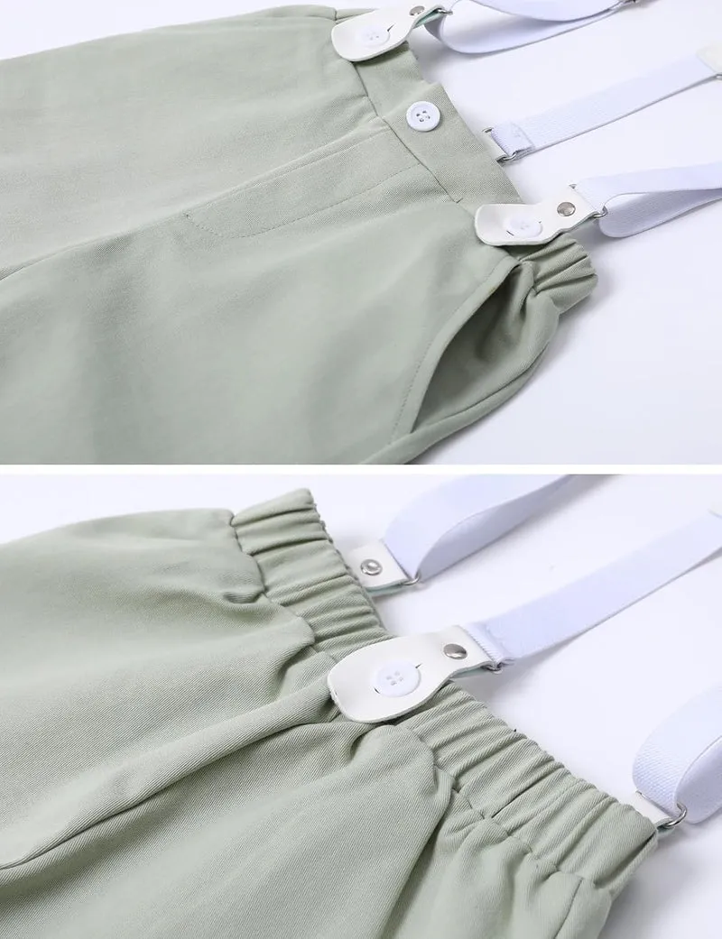 mintgreen Baby Junge Anzüge 2PCS Ostern Outfit Gentleman Hemd Hosen Satz mit Fliege Hosenträger 3-18