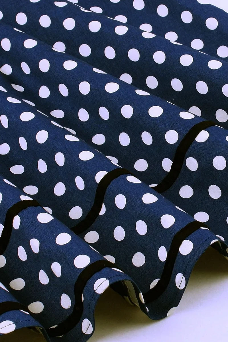 AXOE Damen 60er Jahre Polka Dot Vintage Rockabilly Kleid Abendkleider Navy M, Navy M