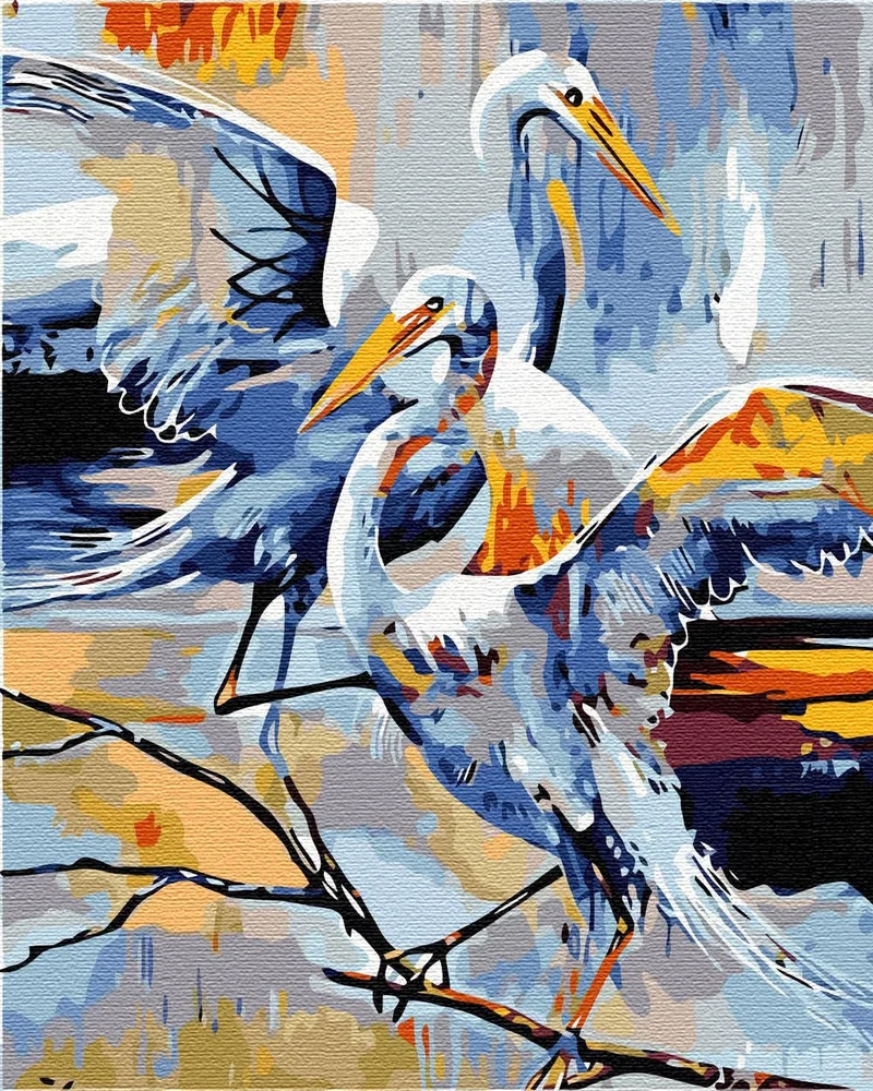 Artnapi Malen nach Zahlen Erwachsene mit Rahmen | DIY Handgemalt | Tiere - Störche | Kit für Anfänge