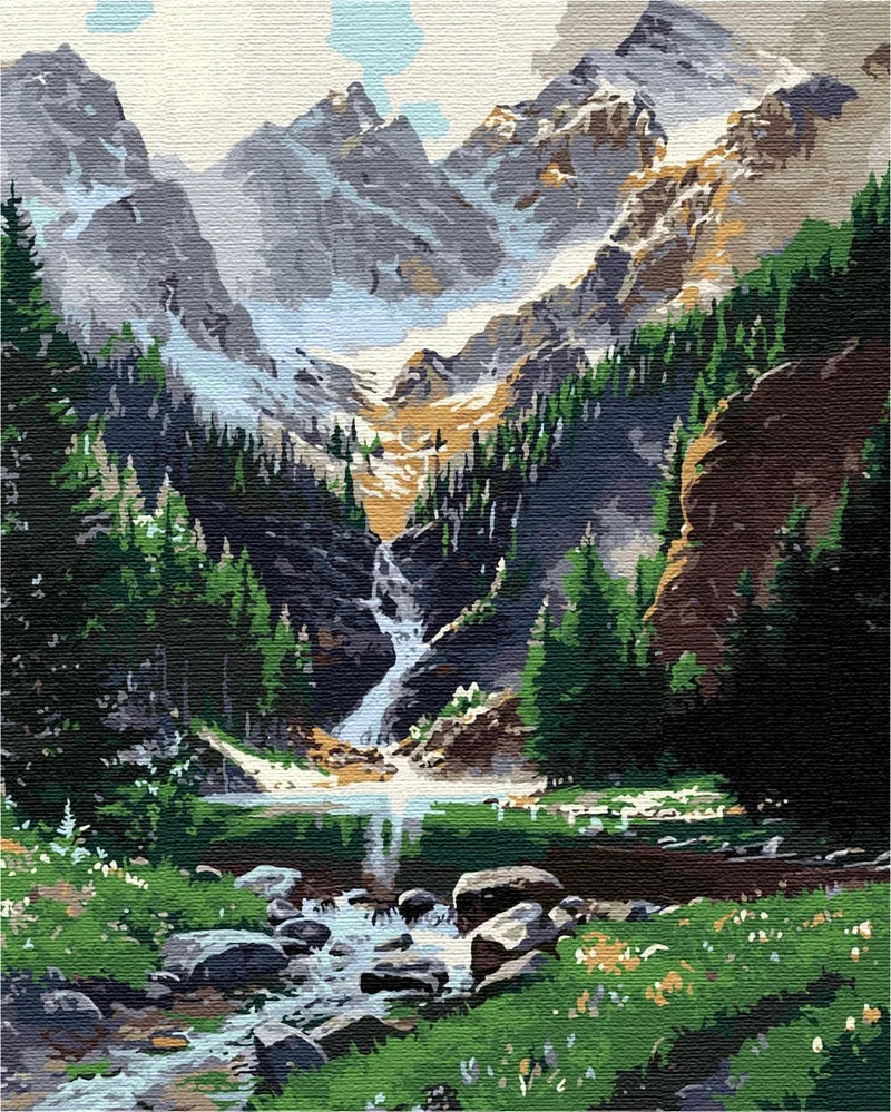 Artnapi Malen nach Zahlen Erwachsene mit Rahmen | DIY Handgemalt | Natur - Bergfluss | Kit für Anfän