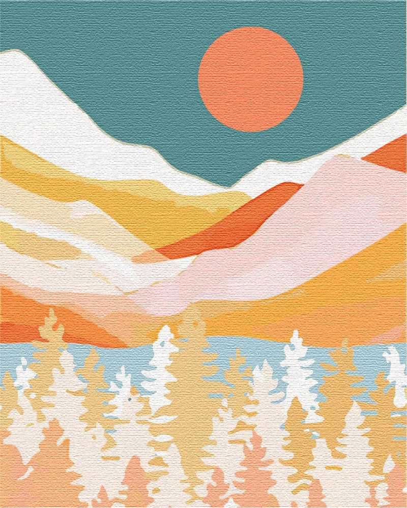 Artnapi Malen nach Zahlen Erwachsene mit Rahmen | DIY Handgemalt | Berge und Wälder | Kit für Anfäng