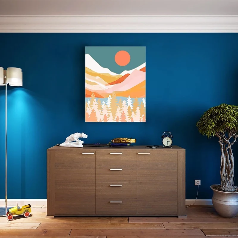 Artnapi Malen nach Zahlen Erwachsene mit Rahmen | DIY Handgemalt | Berge und Wälder | Kit für Anfäng