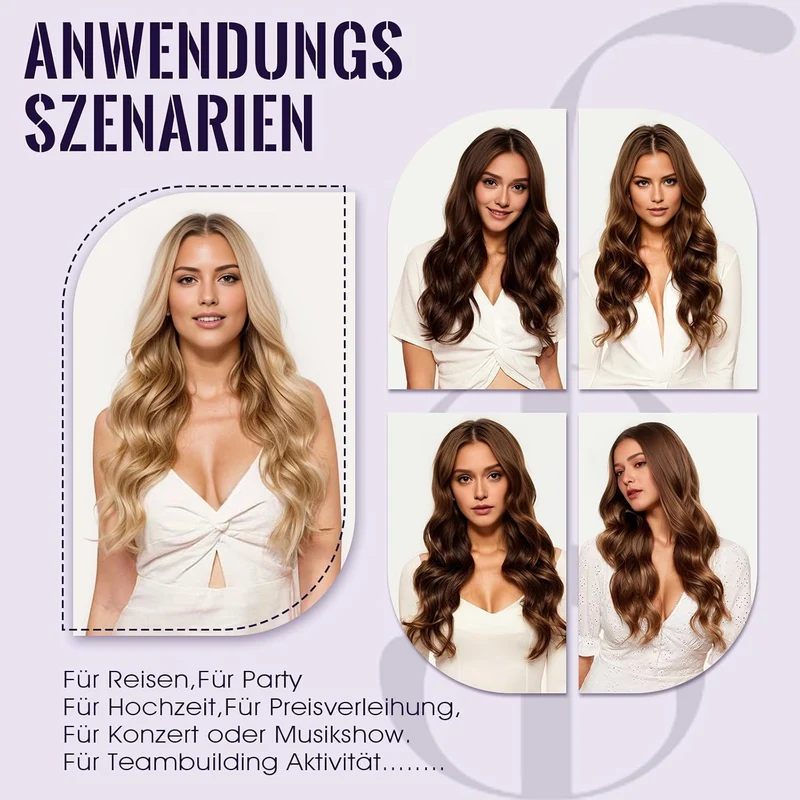 Fshine Echthaar Extensions Clip 35cm 120g Aschblondes Highlight mit Bleichblond Clip in Extensions E