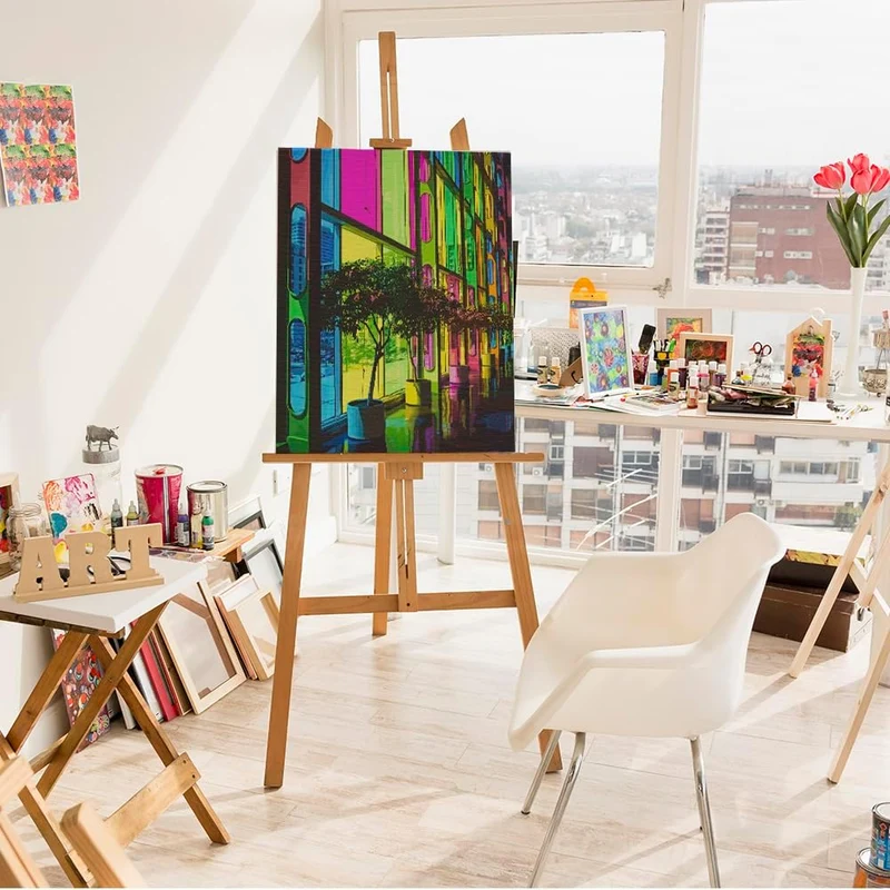 Artnapi Malen nach Zahlen Erwachsene mit Rahmen | DIY Handgemalt | Regenbogenreflexion der Stadt| Ki