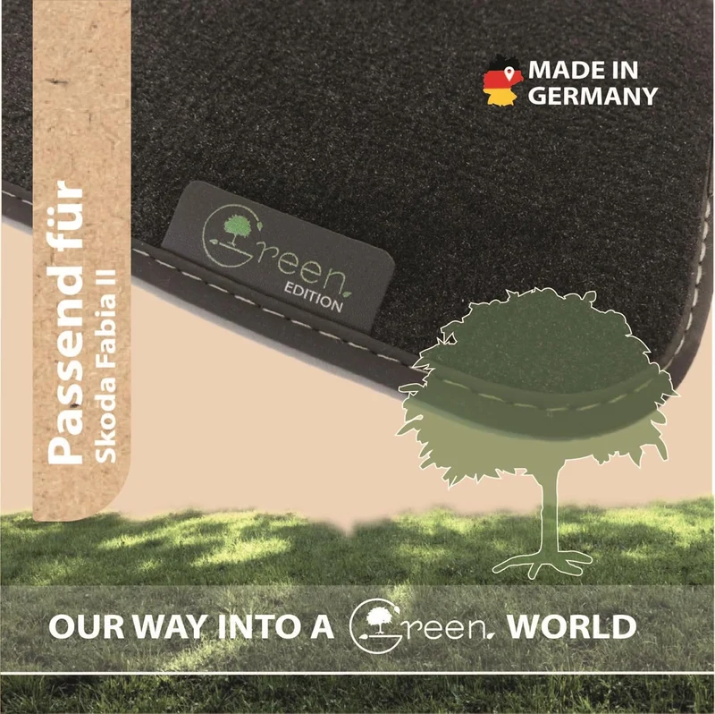 MAT10 Green Edition – Auto-Fussmatten passend für Skoda Fabia 2 (BJ 12/2007-10/2014, Typ 5J) | nachh