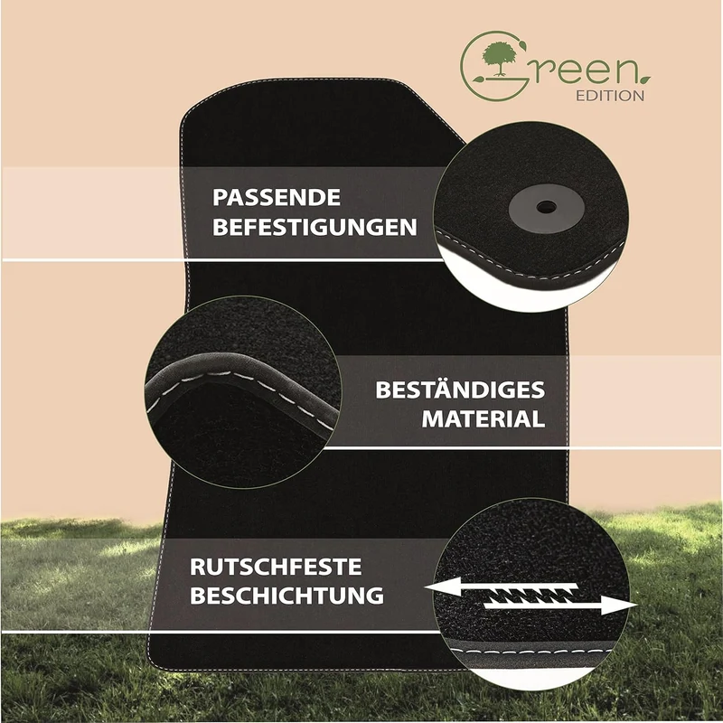 MAT10 Green Edition – Auto-Fussmatten passend für Skoda Fabia 2 (BJ 12/2007-10/2014, Typ 5J) | nachh