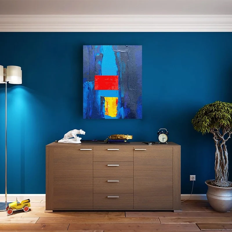 Artnapi Malen nach Zahlen Erwachsene mit Rahmen | DIY Handgemalt | Rote und gelbe Akzente| Kit für A