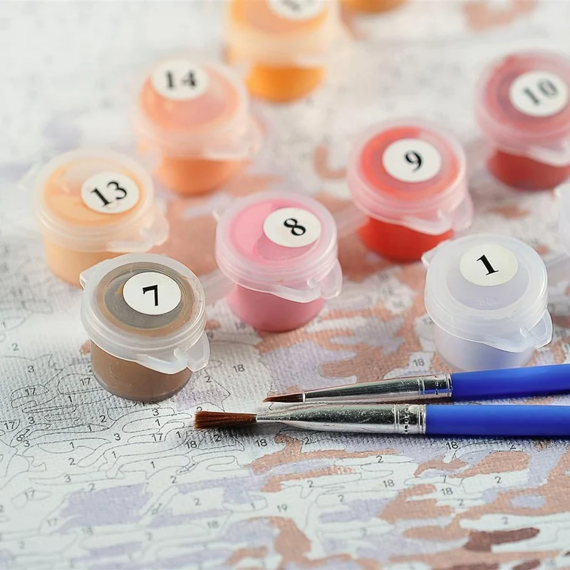 Artnapi Malen nach Zahlen Erwachsene mit Rahmen | DIY Handgemalt | Rote und gelbe Akzente| Kit für A