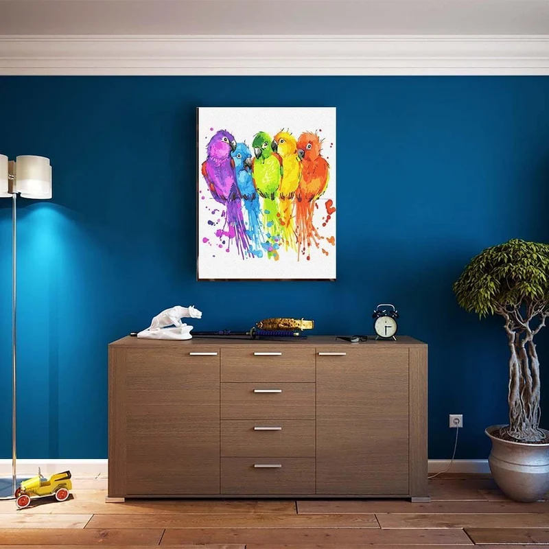 ARTNAPI Malen nach Zahlen Erwachsene mit Rahmen | DIY Handgemalt | Tiere - Bunte Sittiche | Kit für