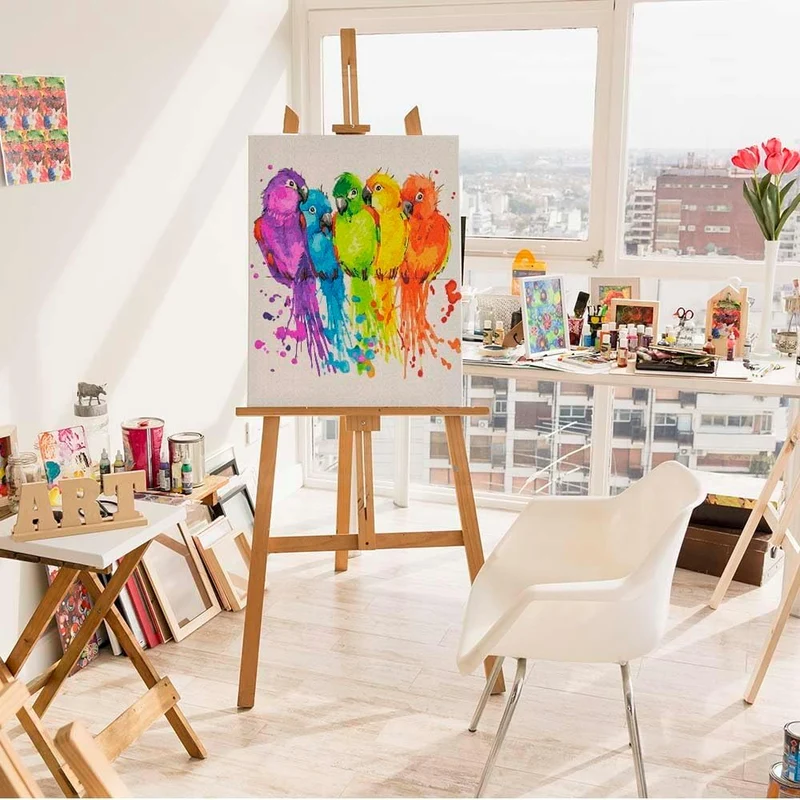 ARTNAPI Malen nach Zahlen Erwachsene mit Rahmen | DIY Handgemalt | Tiere - Bunte Sittiche | Kit für