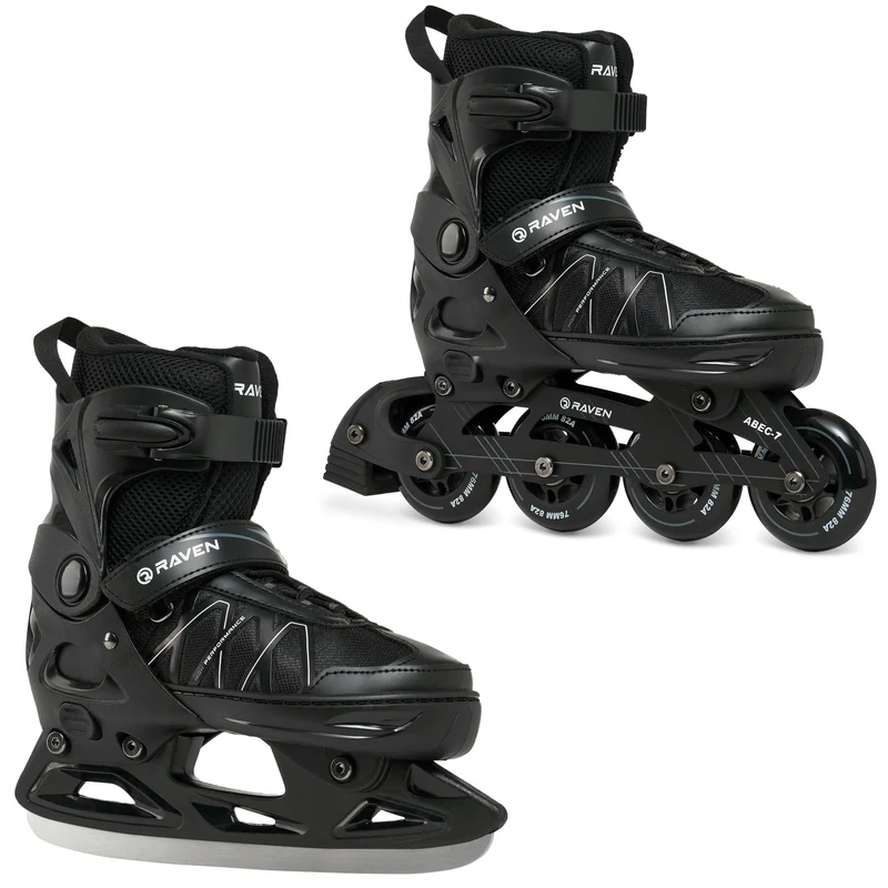 RAVEN Expert 2in1 Schlittschuhe Hockey Inline Skates Inliner für Kinder und Erwachsene verstellbar,