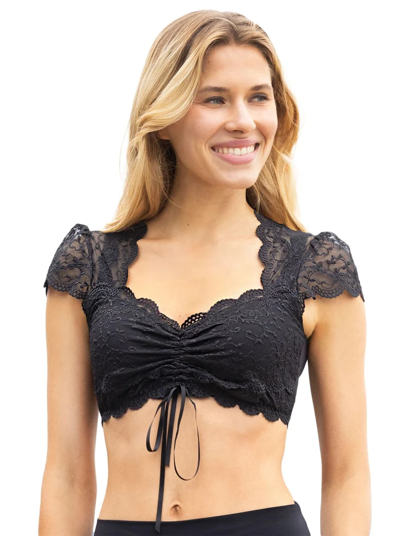 Nina von C. Spitzen Damen Dirndlbluse Valeska 48462971 - Weiss - Zauberhafte halbtransparente Tracht