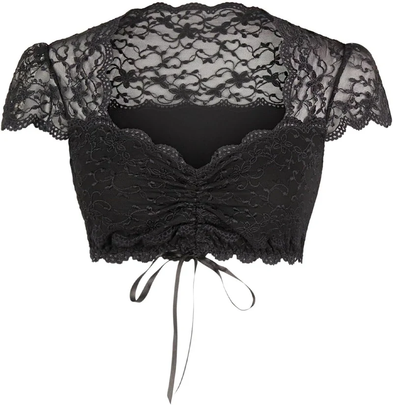 Nina von C. Spitzen Damen Dirndlbluse Valeska 48462971 - Weiss - Zauberhafte halbtransparente Tracht