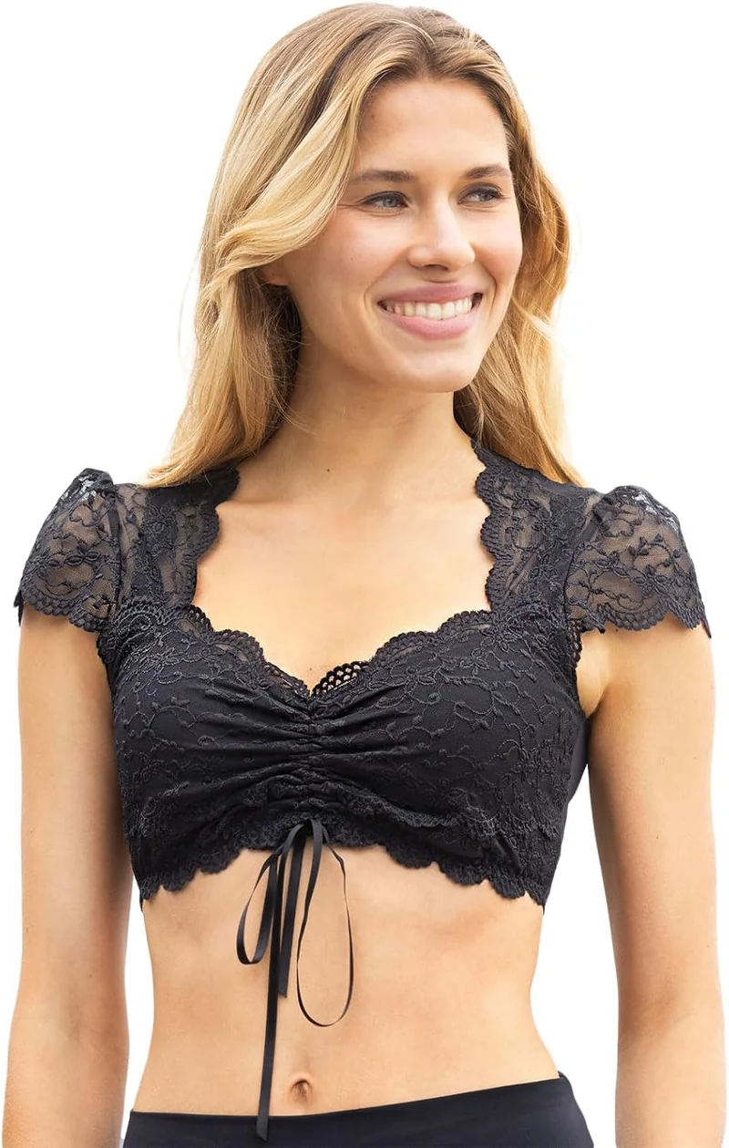 Nina von C. Spitzen Damen Dirndlbluse Valeska 48462971 - Weiss - Zauberhafte halbtransparente Tracht