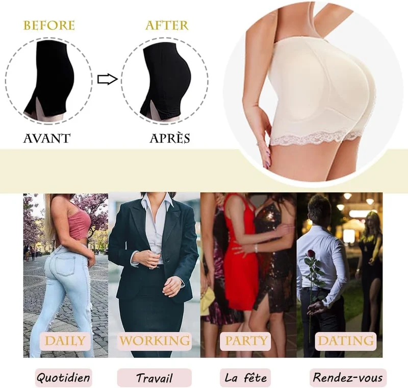 Derssity Damen Push Up Po Butt Lifter Gepolstert Hip Enhancer Padded Miederhose Shapewear Figurforme