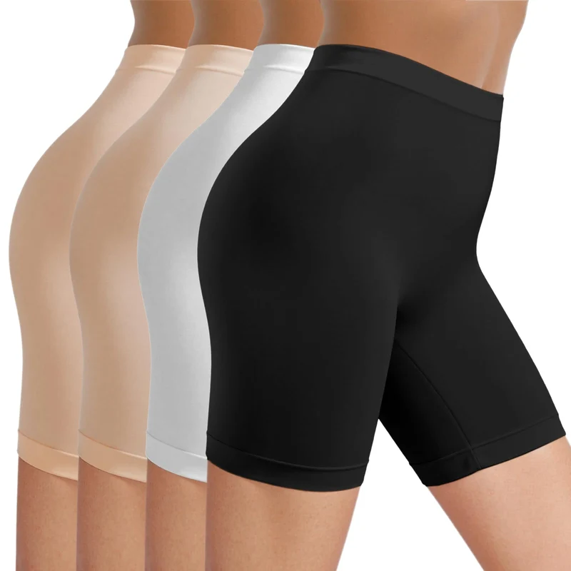 TIICHOO Radlerhose Damen Kurze Unter Kleid Anti Scheuer Sommer Leggings Kurz 4er Pack, 1schwarz/1wei
