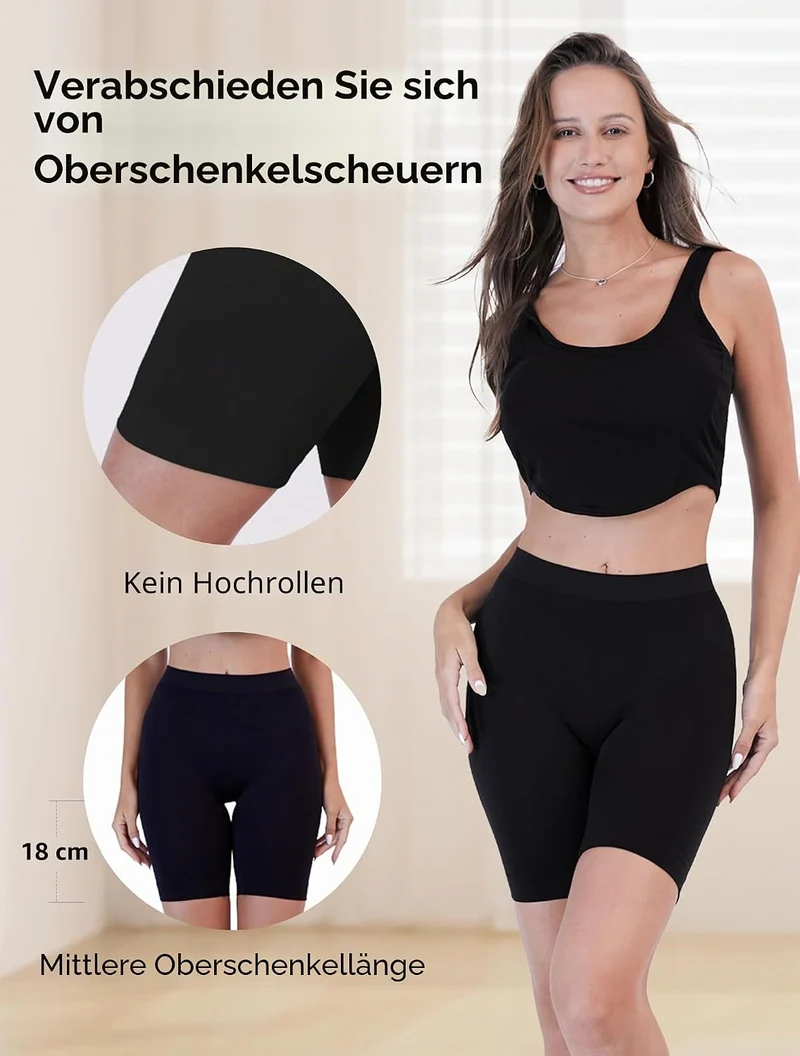 TIICHOO Radlerhose Damen Kurze Unter Kleid Anti Scheuer Sommer Leggings Kurz 4er Pack, 1schwarz/1wei