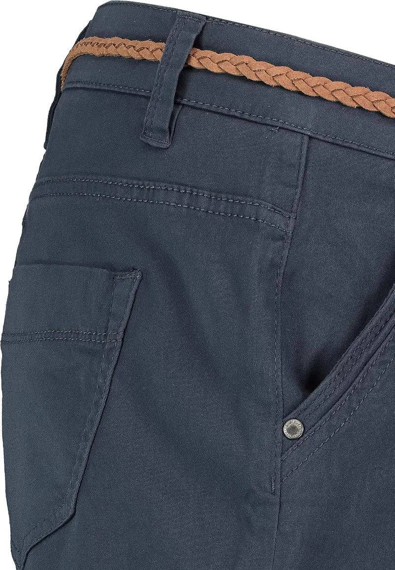 Sublevel Damen Kurze Hose Stretch-Shorts mit Flecht-Gürtel, XS Dark-blue