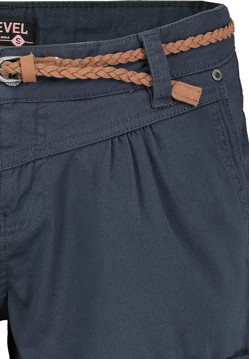 Sublevel Damen Kurze Hose Stretch-Shorts mit Flecht-Gürtel, XS Dark-blue