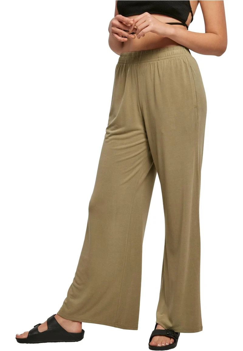 Urban Classics Damen Ladies Modal Wide Leg Pants, Khaki