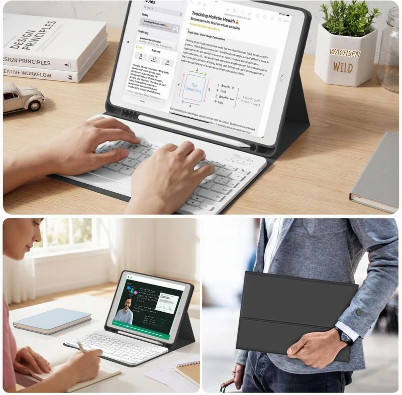 ZOYU Hülle mit Tastatur für iPad 9. Generation 2021/iPad 8. Generation 2020/iPad 7. Generation 2019,