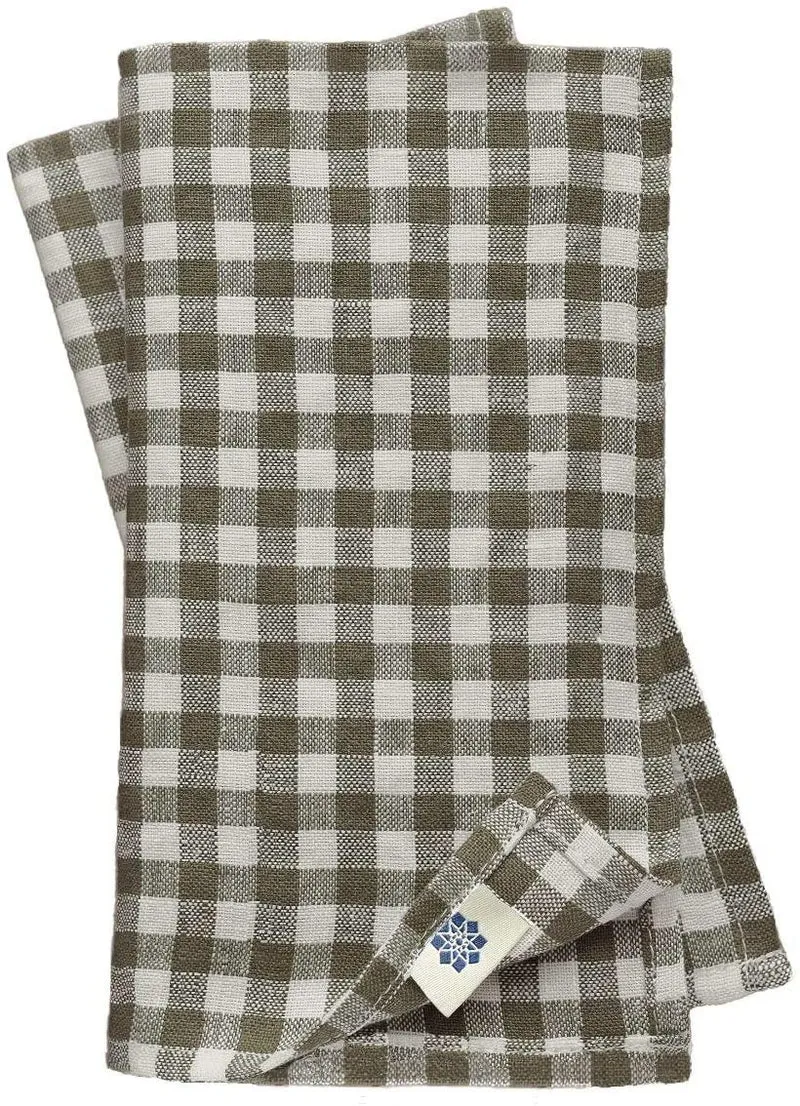 Linen & Cotton 4 x Stoffservietten Servietten Stoff Leinenservietten Kariert im Landhausstil Estella