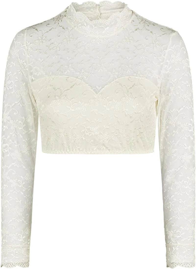 Nina von C. Damen Spitzen Dirndlbluse Jenna Langarm 48470971 - Champagner, 32