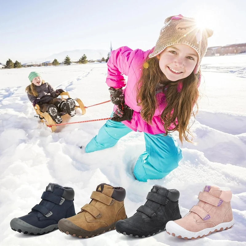 Mishansha Kinder Winterschuhe Warm Gefüttert Winterstiefel Jungen Mädchen Schneestiefel Outdoor Ruts
