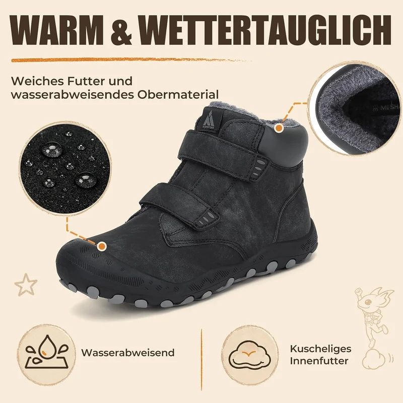 Mishansha Kinder Winterschuhe Warm Gefüttert Winterstiefel Jungen Mädchen Schneestiefel Outdoor Ruts