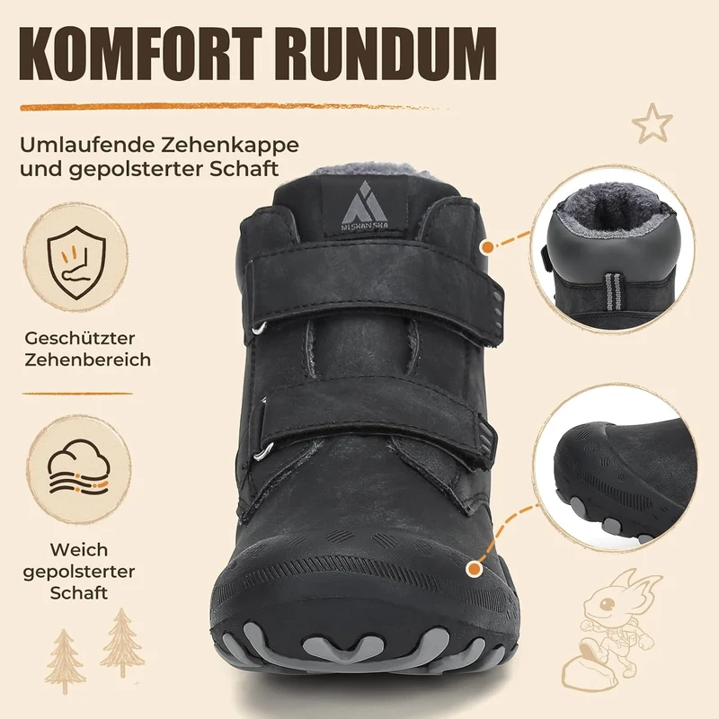 Mishansha Kinder Winterschuhe Warm Gefüttert Winterstiefel Jungen Mädchen Schneestiefel Outdoor Ruts