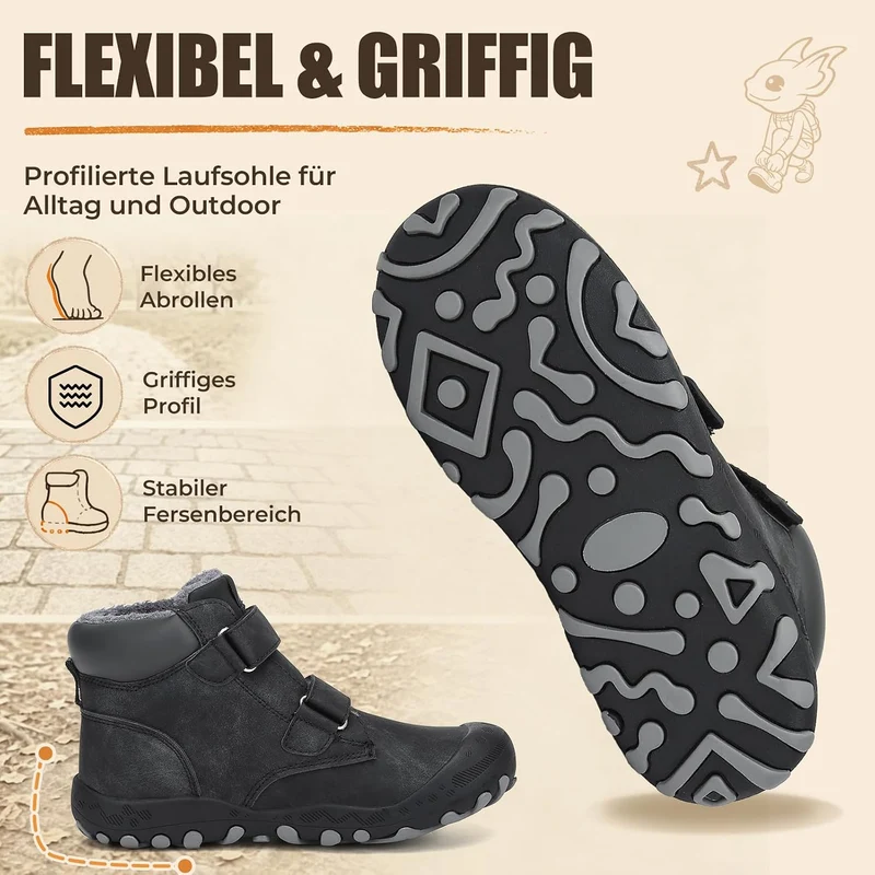 Mishansha Kinder Winterschuhe Warm Gefüttert Winterstiefel Jungen Mädchen Schneestiefel Outdoor Ruts