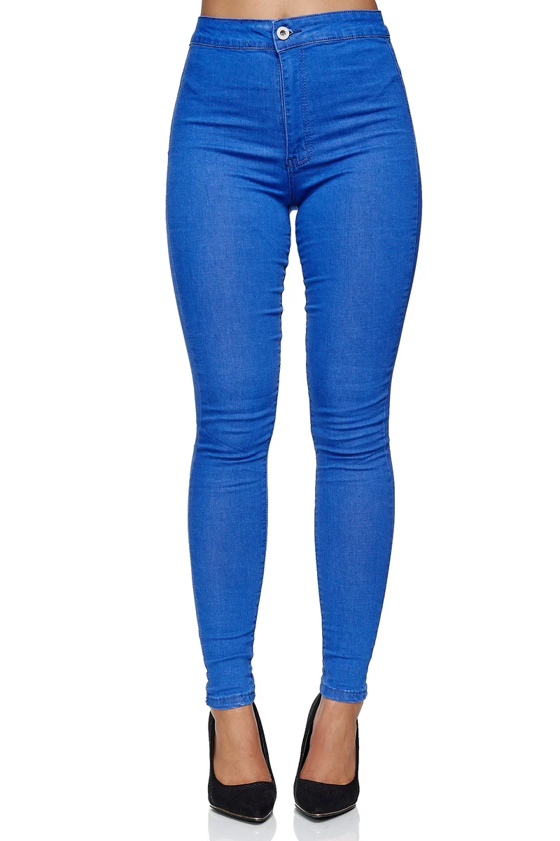 Elara Damen Slim Fit Hose Highwaist Jeans Chunkyrayan, Navy Chicago