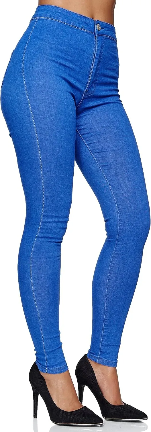 Elara Damen Slim Fit Hose Highwaist Jeans Chunkyrayan, Navy Chicago