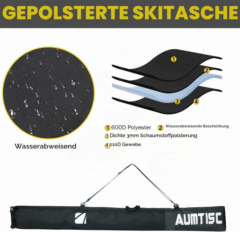 AUMTISC Skitasche und Skischuhtasche Combo - Skitaschen für Flugreisen - gepolsterte Schneeskitasche