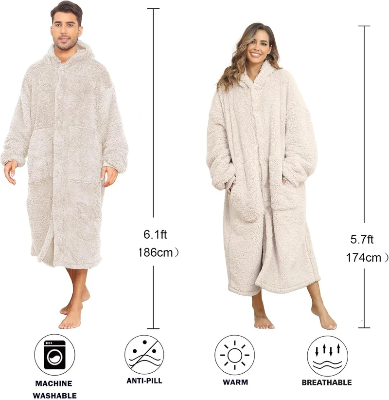ililmmoe Plüsch Hoodie Decke für Frauen und Männer,Super warme und gemütliche grosse tragbare Decke