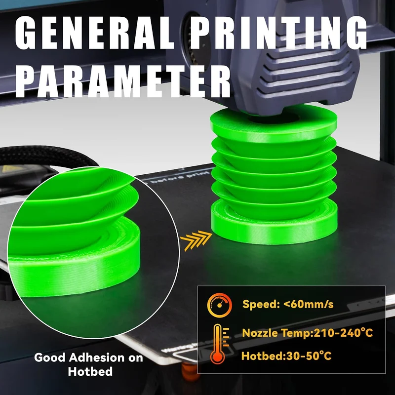 Filament TPU 1,75 mm, TPU Filament 3D Druckmaterialien für 3D Drucker, 1 KG, 1 Spule, Transparent Vi